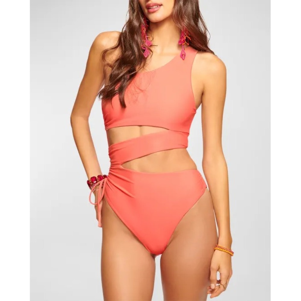 NWT $238 Ramy Brook [ XS ] Cutout‎ One Shoulder Kezia One Piece Swimsuit T2236